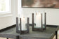 Garekton - Candle Holder Set (Set of 2) - Clear / Pewter Finish