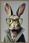 Velvet Hare I Hand-Embellished Canvas With Fabric In Frame - Gray / Beige