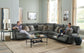 Como - 5 Piece Italian Leather Match Reclining Sectional