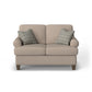 Moxy - Fabric Loveseat, T-Shaped Seat Cushion, Curved Sock Arms