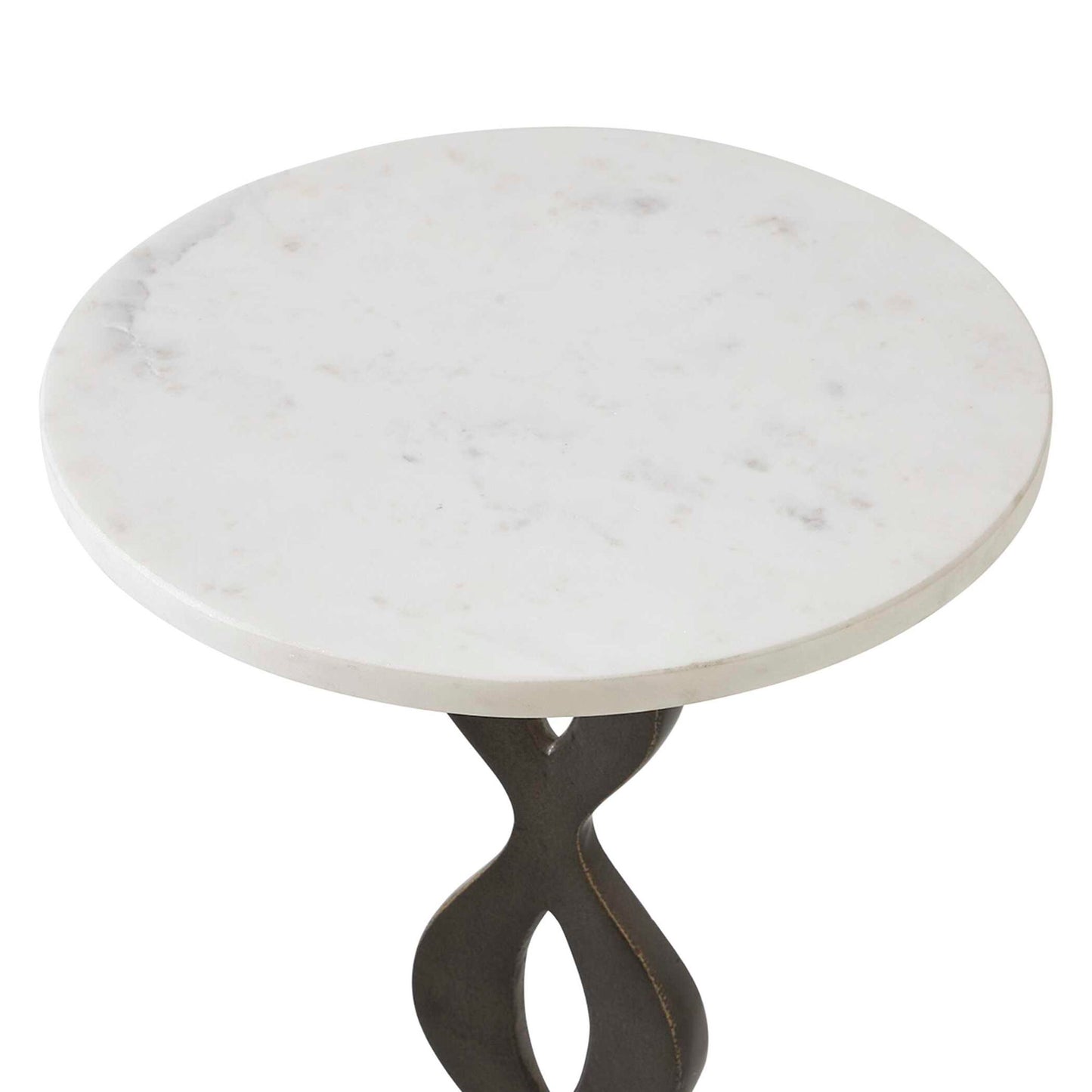 Ila - Round Drink Table - Bronze / White