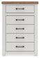 Savonport - Five Drawer Chest - White / Brown