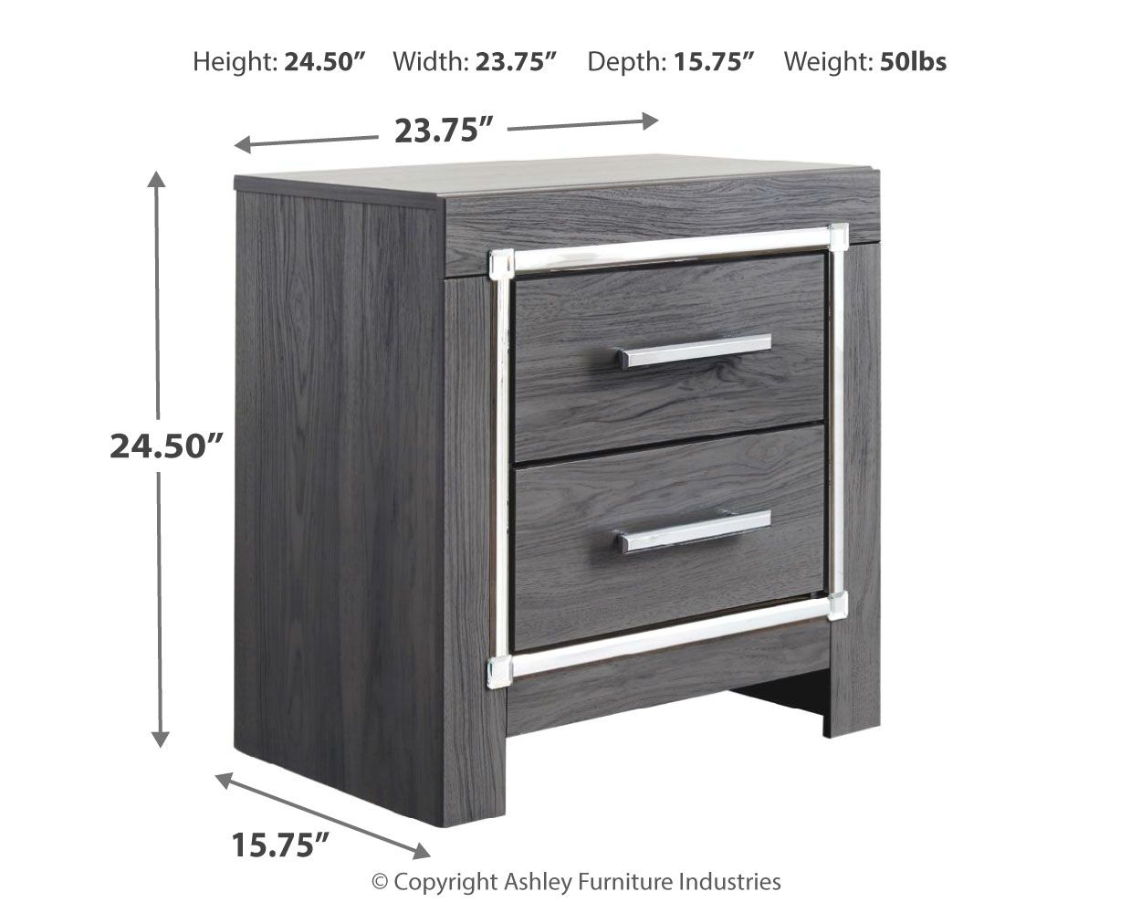 Lodanna - Two Drawer Night Stand - Gray