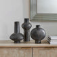 Charcoal Bloom - Indoor-Outdoor Vases (Set of 3) - Black / Gray