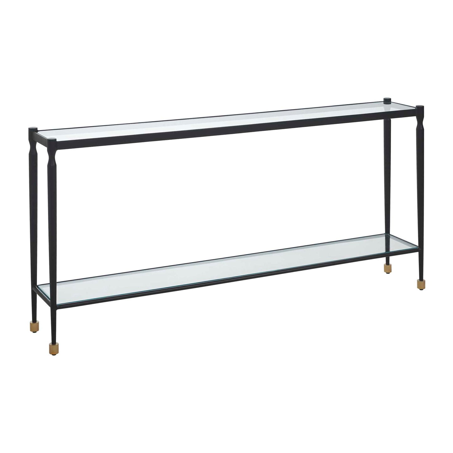 Javana - Glass / Iron Console Table - Brass,Bronze