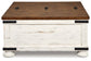 Wystfield - Cocktail Table with Storage - White / Brown