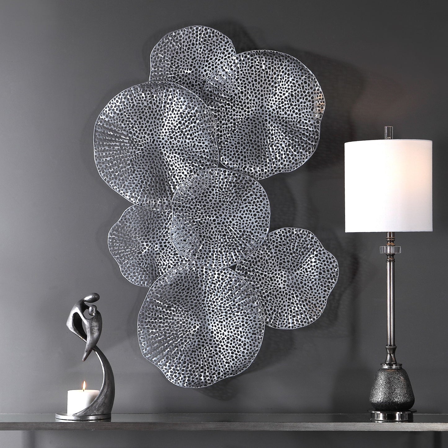 Ripley - Pewter Metal Wall Art - Pearl Silver