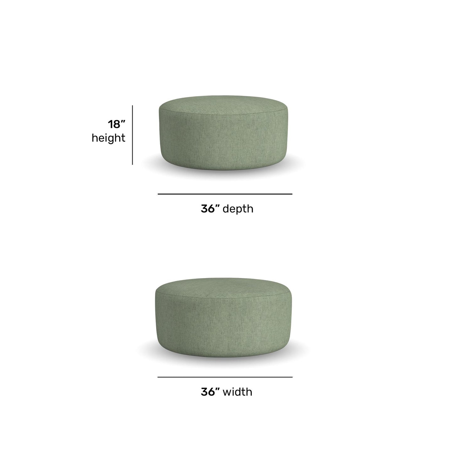 Pouf - Fabric Cocktail Ottoman - Olive