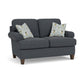 Moxy - Fabric Loveseat, T-Shaped Seat Cushion, Curved Sock Arms