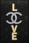 Noir Love Hand-Embellished LED Canvas In Frame - Black / Silver