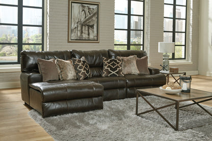 Como - 3 Piece Italian Leather Match Reclining Sectional