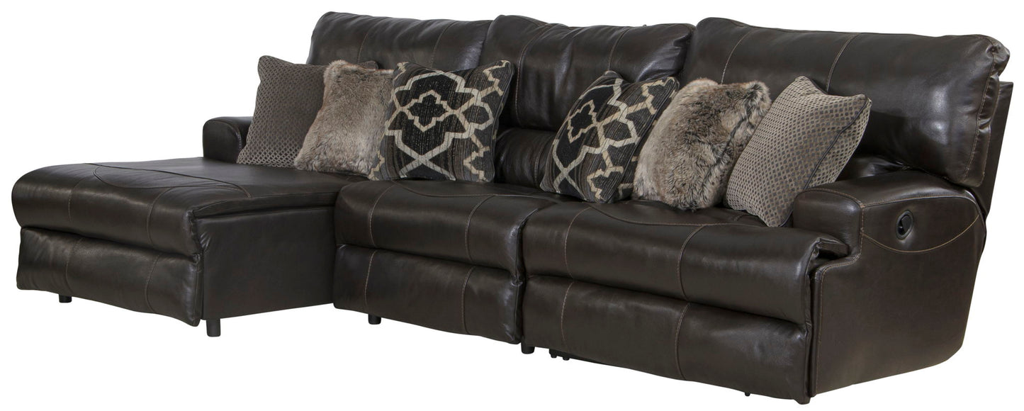Como - 3 Piece Italian Leather Match Reclining Sectional