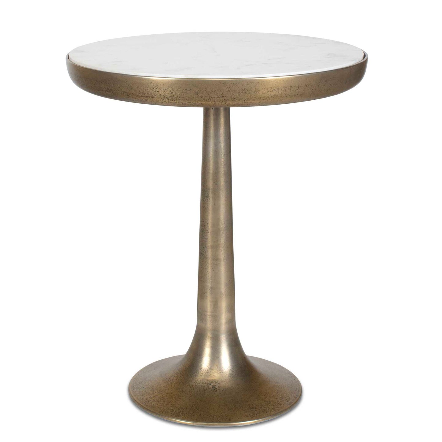 Gianno - Round Marble Side Table - Brass / White