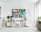 Poolside Escape Hand-Embellished LED Canvas In Frame - Green / Pink
