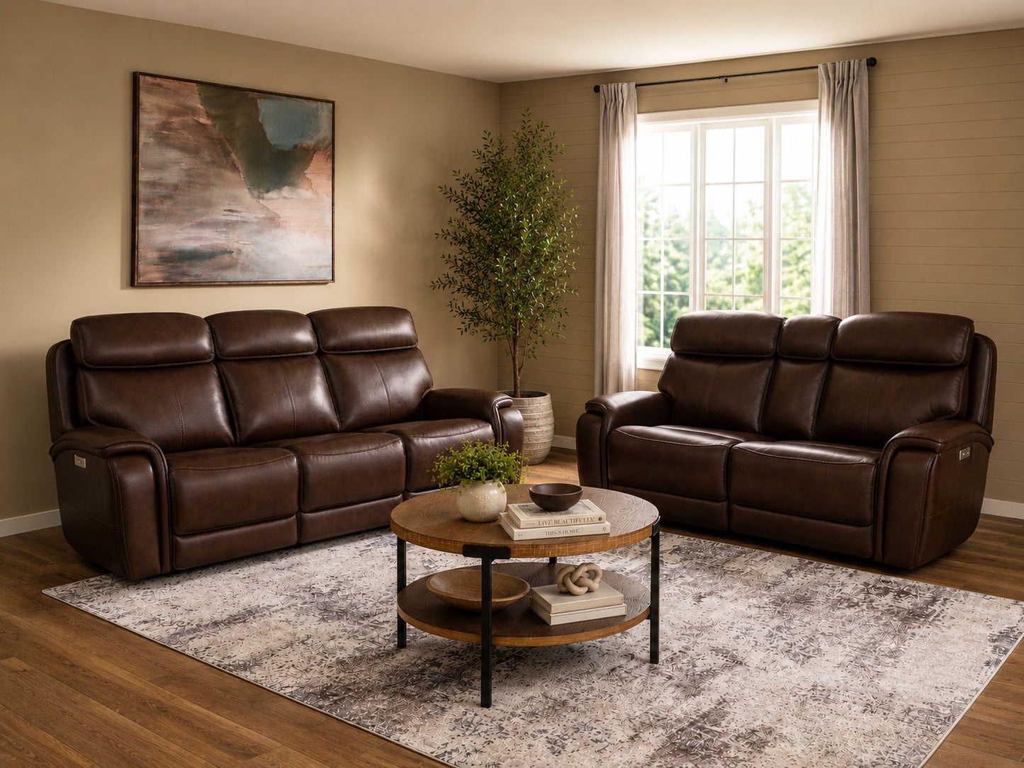 Walker - Power Reclining Sofa With Console, Power Headrest & Lumbar - Dark Brown