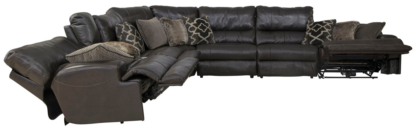 Como - 7 Piece Italian Leather Match Reclining Sectional