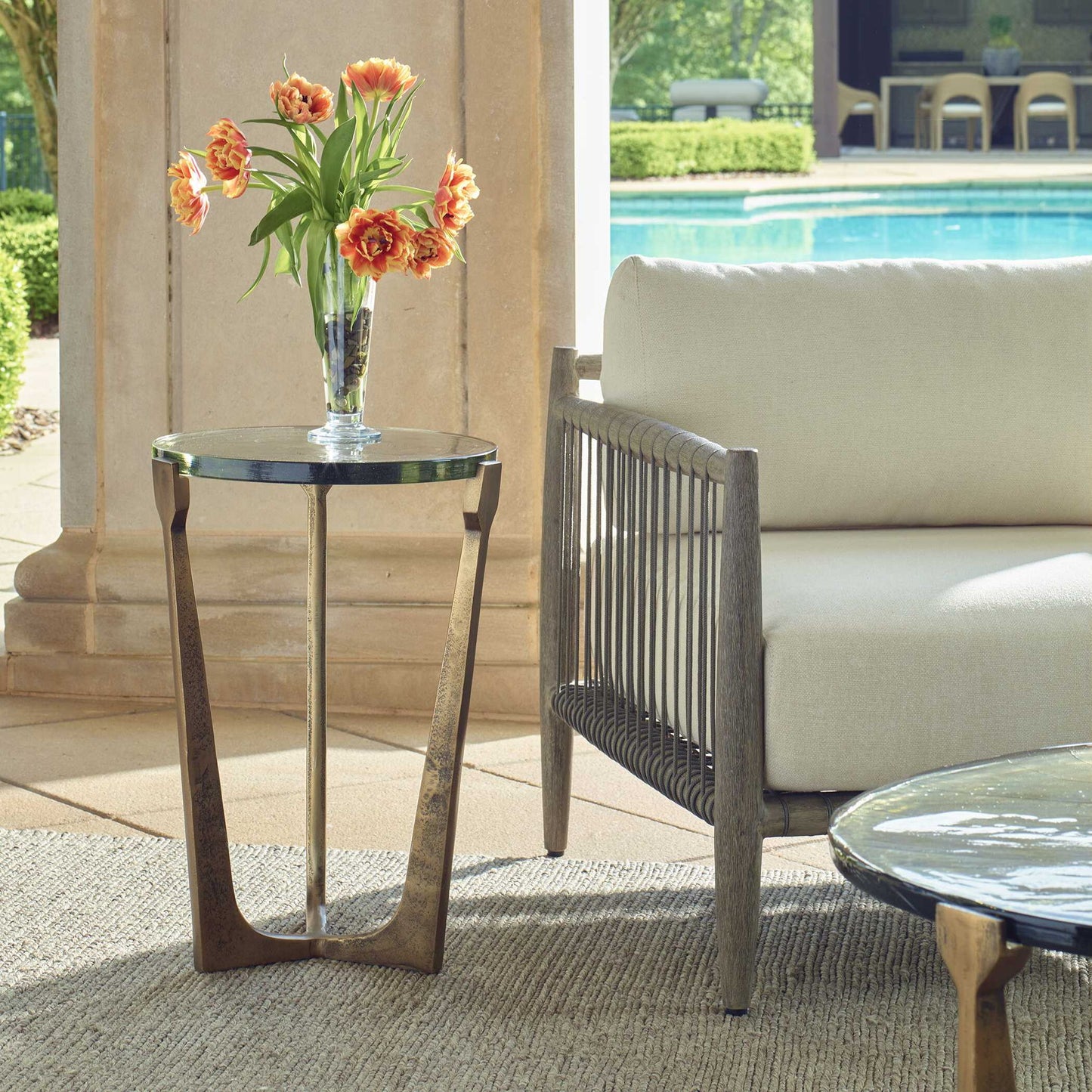 Bohdi - Outdoor Accent Table - Brass / Black