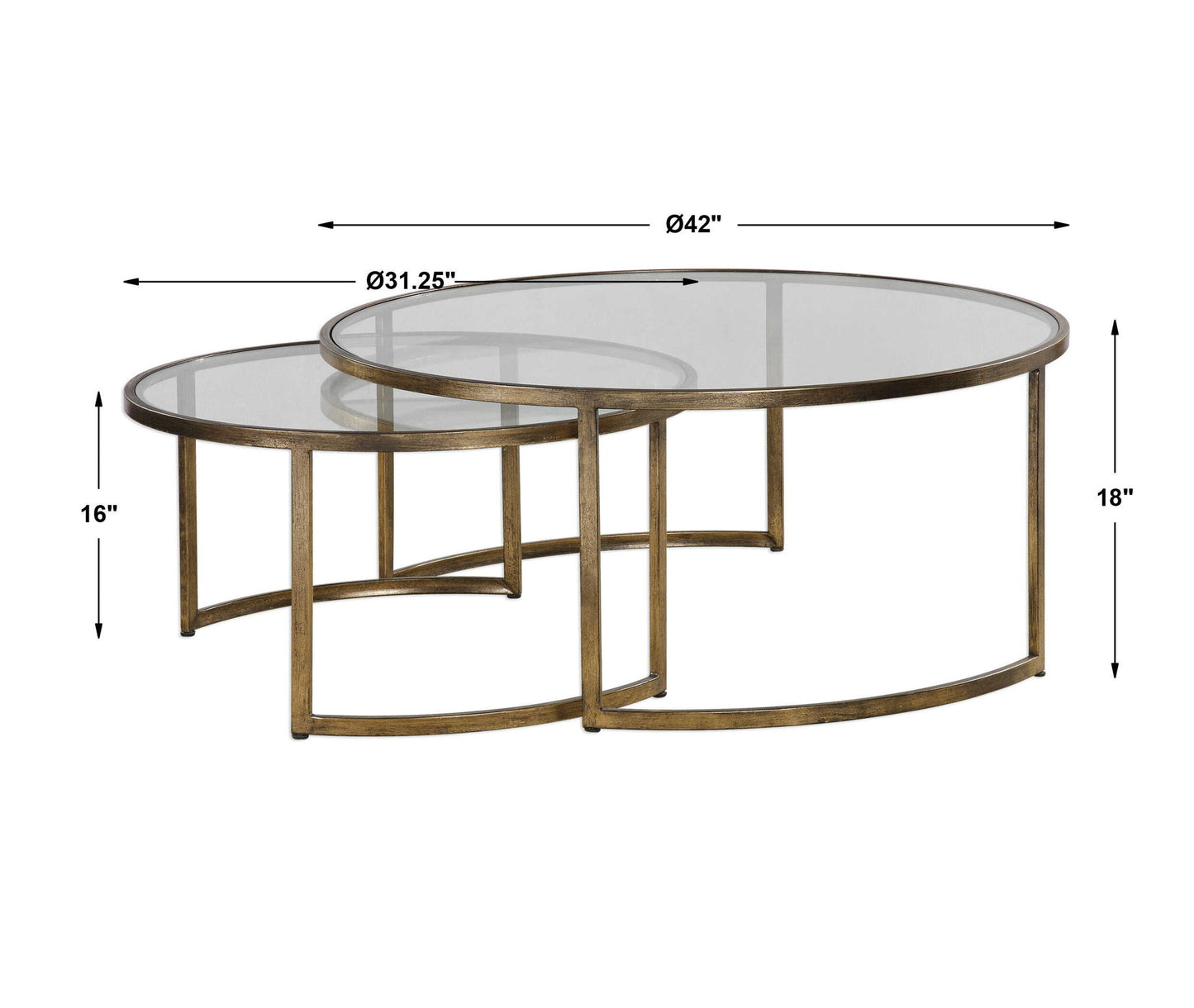 Rhea - Nested Coffee Tables (Set of 2) - Gold