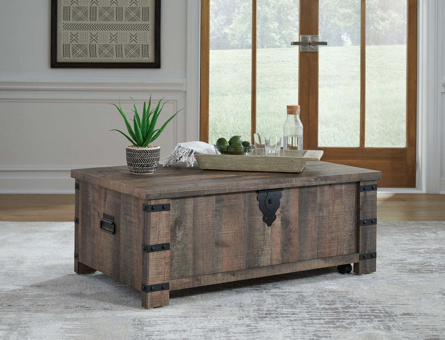 Hollum - Lift Top Cocktail Table - Rustic Brown
