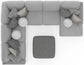 Canyon - 4 Piece Sectional With Cuddler Seat Cushions, Included Accent Pillows And Cocktail Ottoman (Right Side Facing Chaise) - Platinum