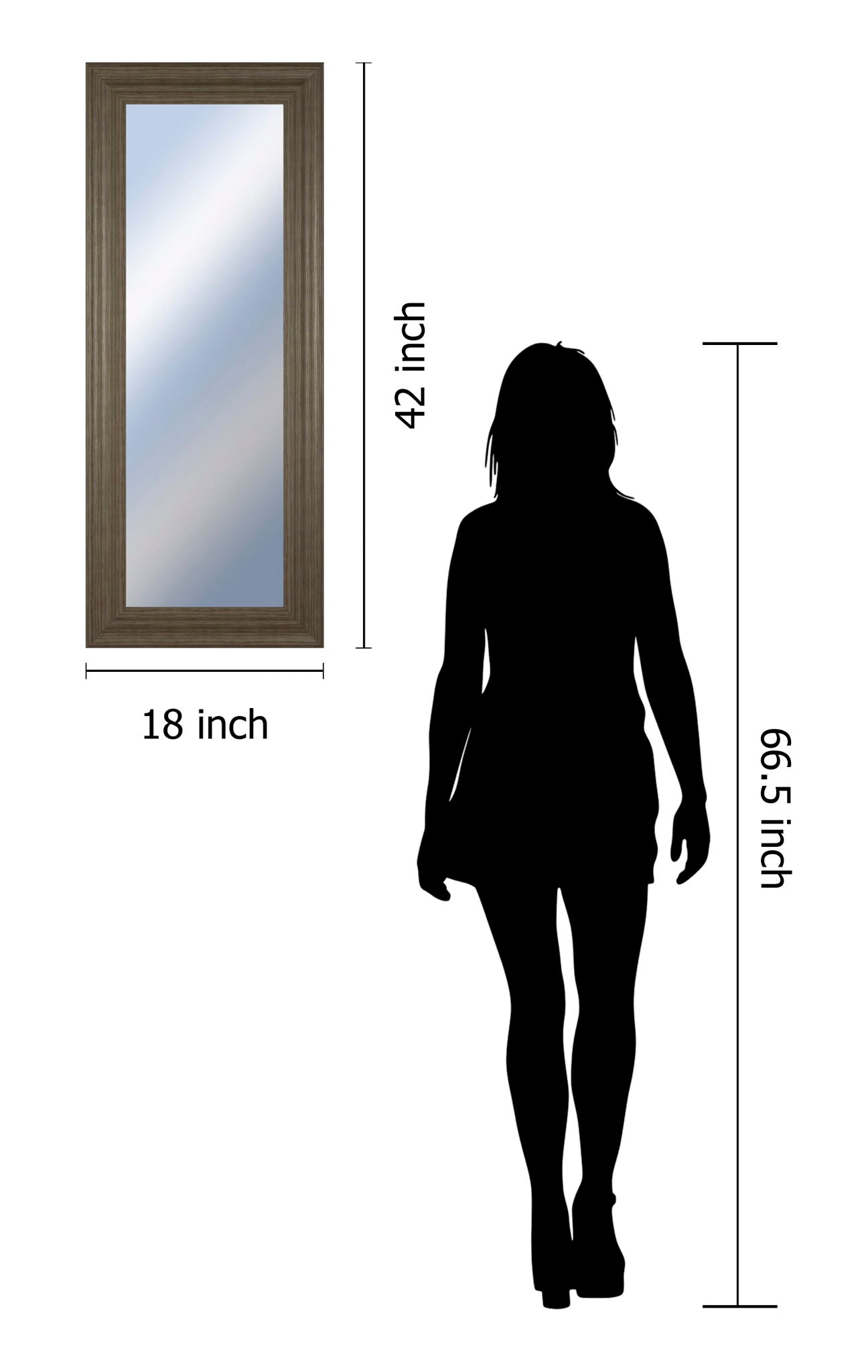 18x42 Decorative Framed Wall Mirror By Classy Art Promotional Mirror Frame #44 - Dark Brown