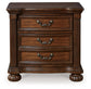 Lavinton - Three Drawer Night Stand - Brown