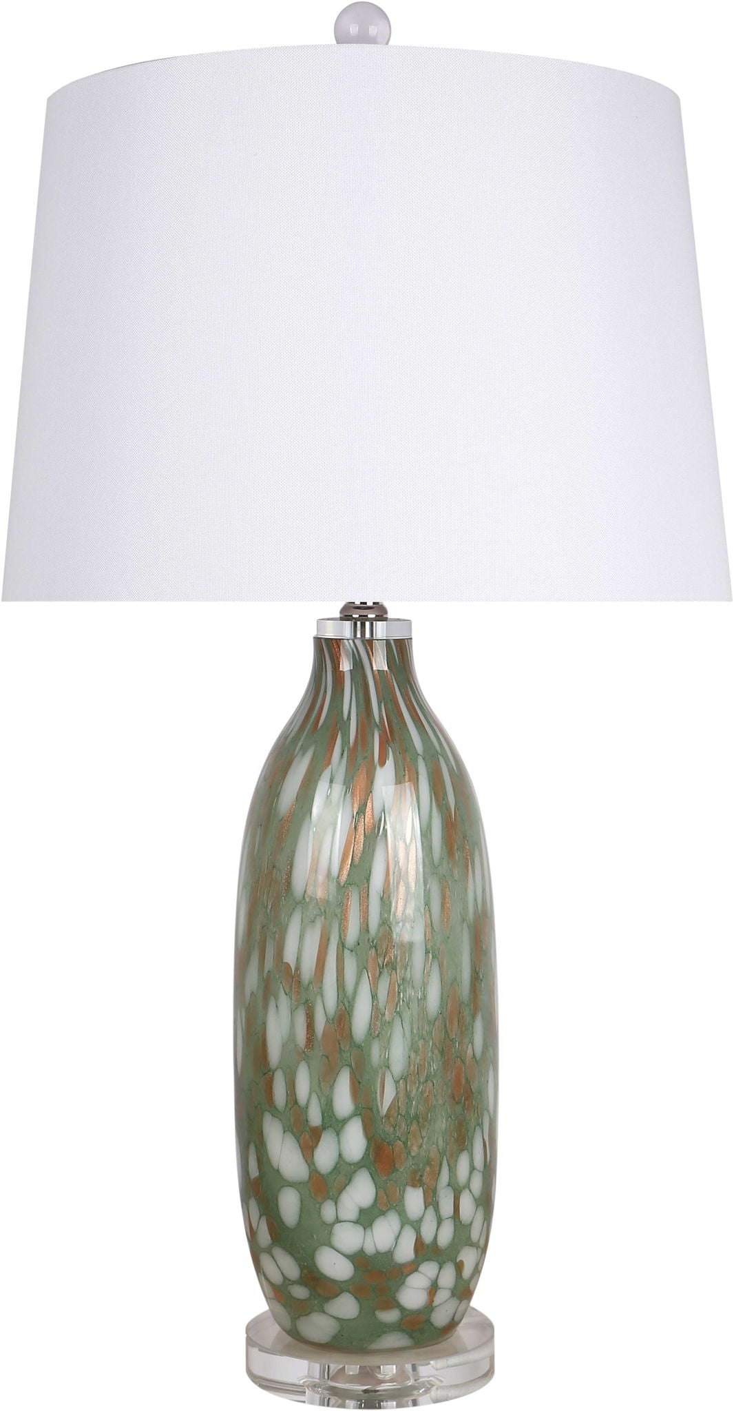 "Verdant Glow" Art Glass Table Lamp (Set of 2) - Green Art Glass