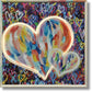 Radiant Brush Heart - 33" x 33" Framed Wall Art - Blue