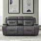 Chapman - Leather Loveseat With Cooling Console P2 & ZG - Aline Blue Gray