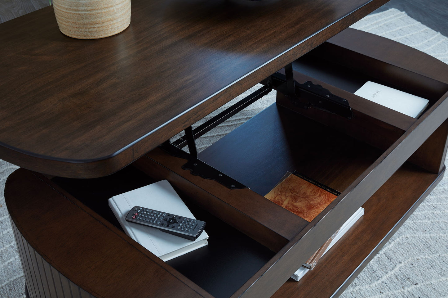 Korestone - Lift Top Cocktail Table - Dark Brown