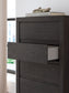 Fraluna - Five Drawer Chest - Charcoal