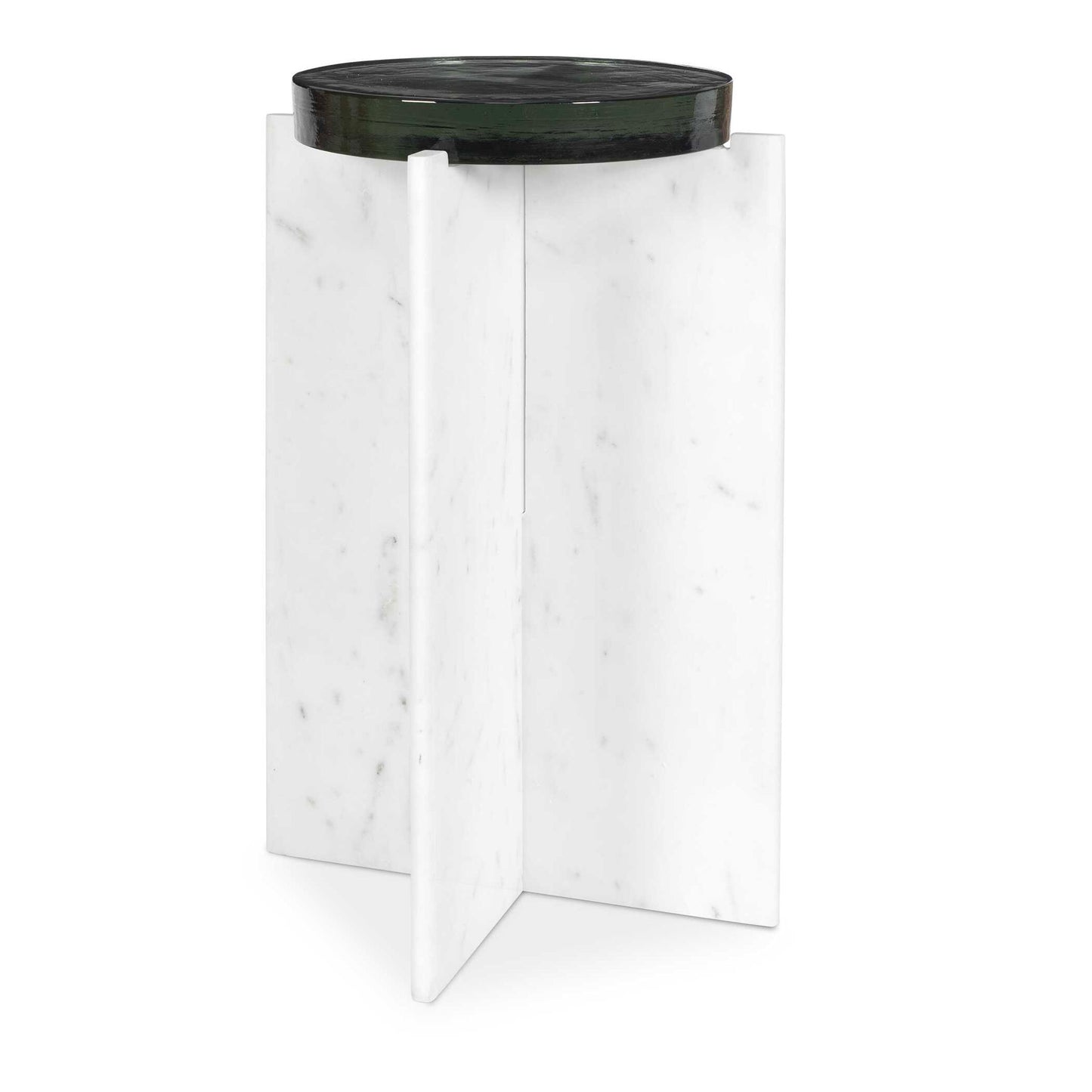 Olina - Marble Outdoor Accent Table - White