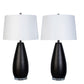 Obsidian Drift Concrete & Crystal Table Lamp (Set of 2) - Black Grain Concrete / Clear Crystal