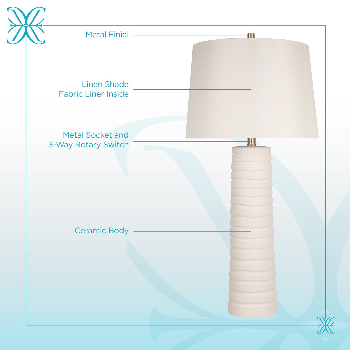 "Calming Flow" Ceramic Table Lamp (Set of 2) - Textured White