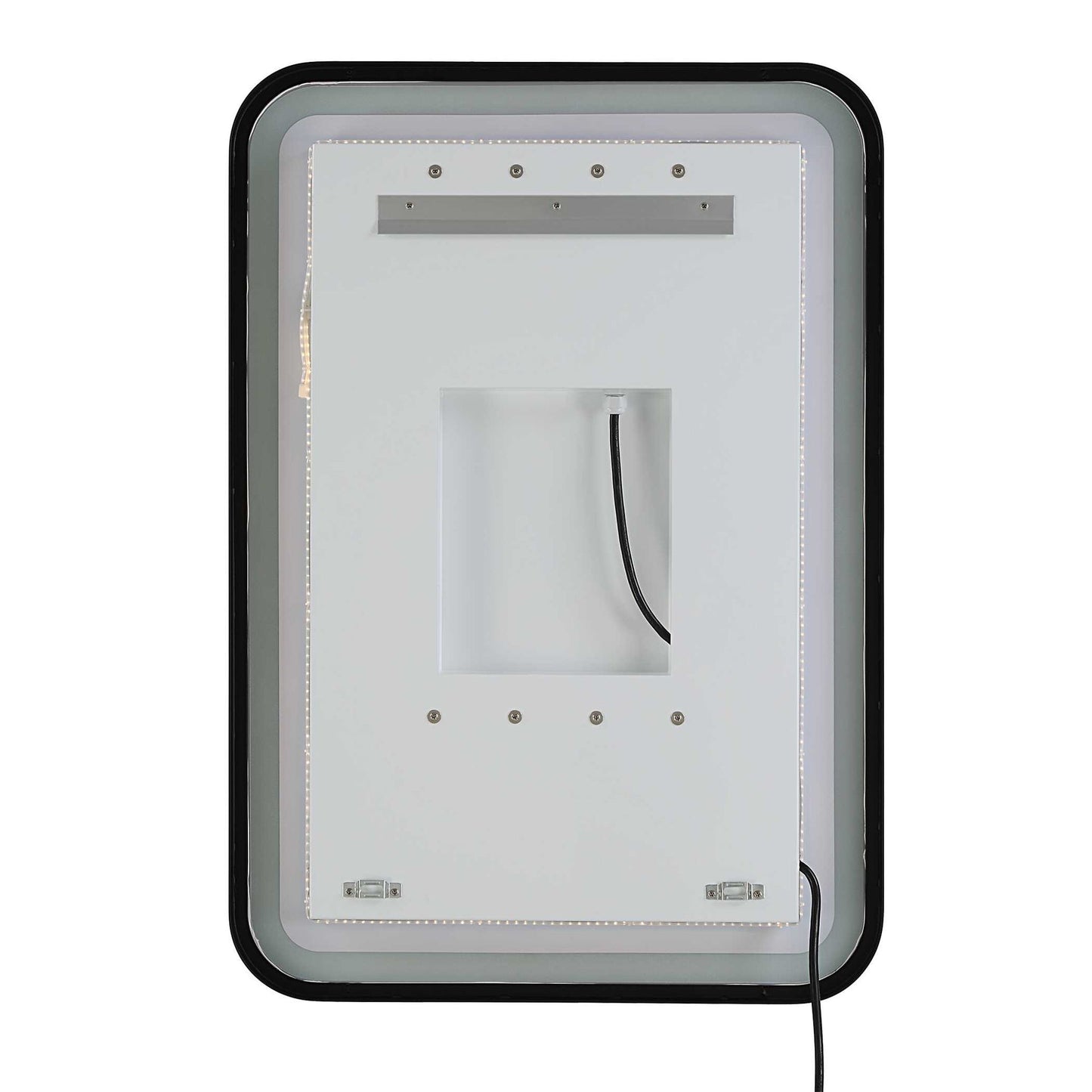 Crofton - Vanity Mirror - Black & Pearl Silver