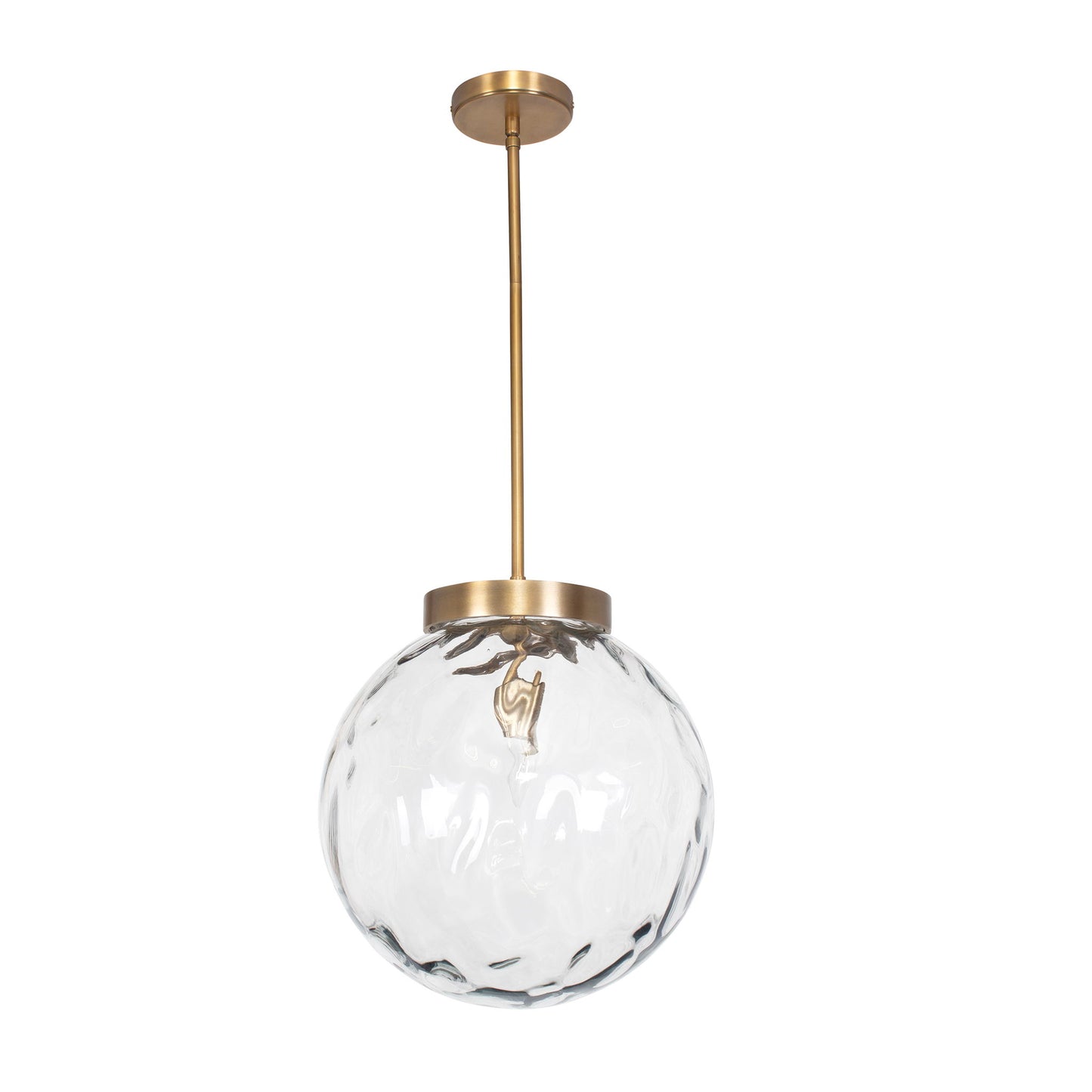 Gaia - 1 Light Watered Glass Pendant - Brass