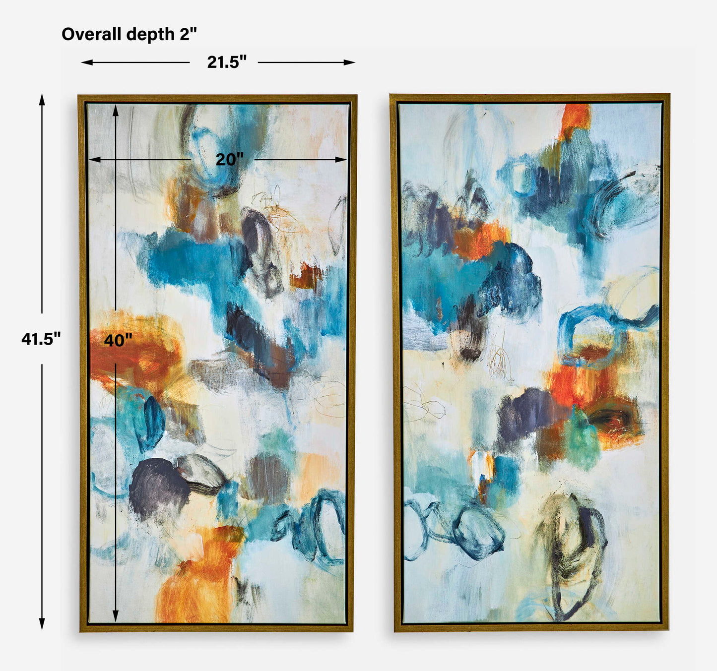 Casual Moments - Framed Abstract Art (Set of 2) - Blue