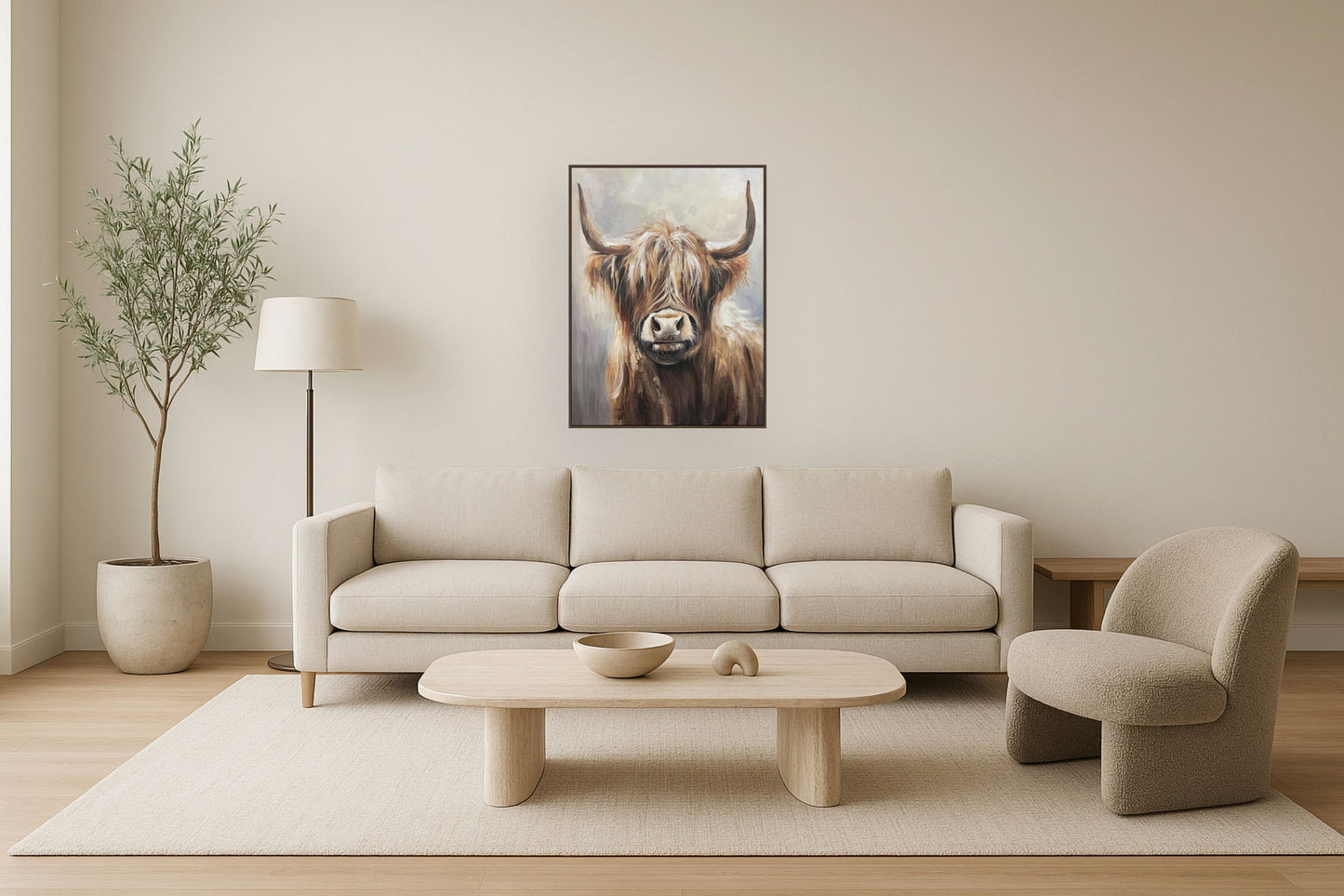 "Highland Majesty" Hand-Painted Canvas In Frame - Brown