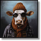 Urban Bovine Attitude - 25" x 25" Framed Wall Art - Brown
