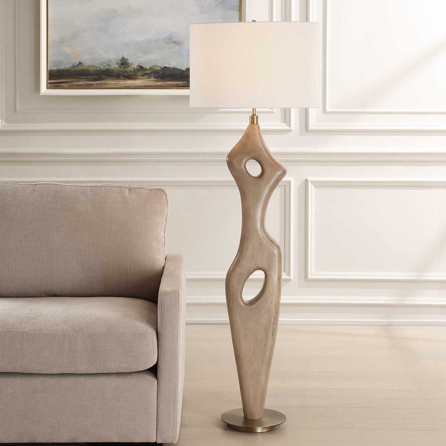 Almyra - Solid Wood Floor Lamp - Light Brown