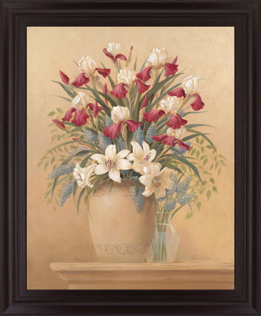 Crimson Lily Display - 28" x 34" Framed Wall Art