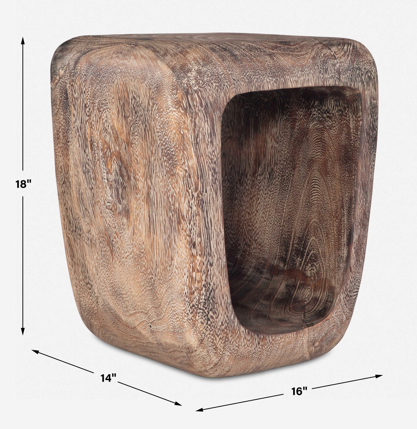 Loophole - Bleached Wash Accent Stool - Dark Brown