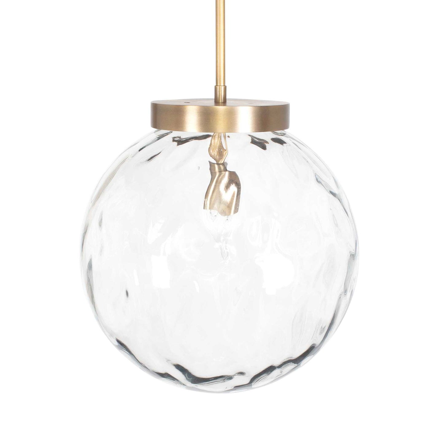 Gaia - 1 Light Watered Glass Pendant - Brass