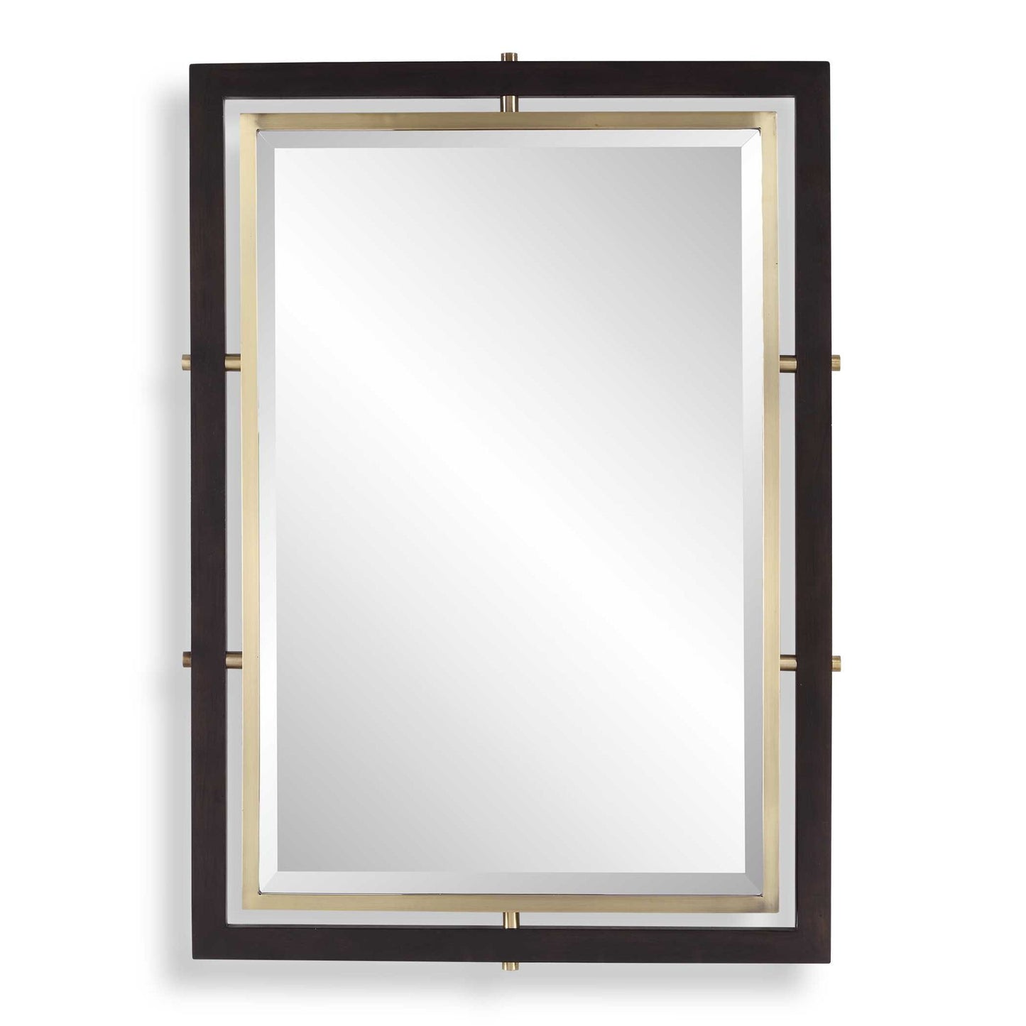 Bach - Rectangle Mirror - Walnut & Brass
