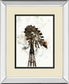 Watercolor Windmill By Ladder - Mirror Framed Print Wall Art - Beige