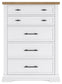 Ashbryn - Five Drawer Chest - White / Natural