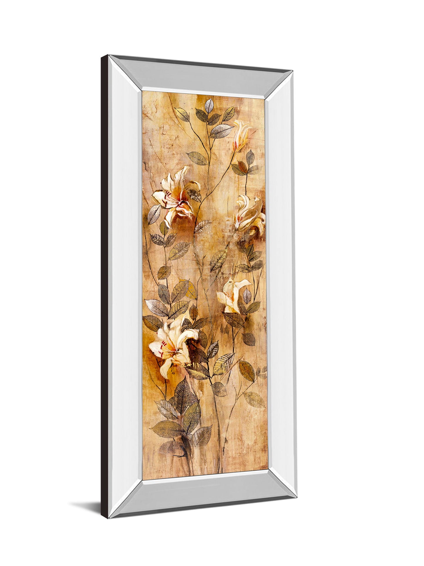 Candlelight Lilies I By Douglas - Mirror Framed Print Wall Art - Beige