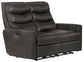 Bosa - Leather Power Reclining Loveseat - Charcoal