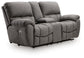 Bakerstein - Power Reclining Loveseat/Console/Adjustable Headrest - Galaxy