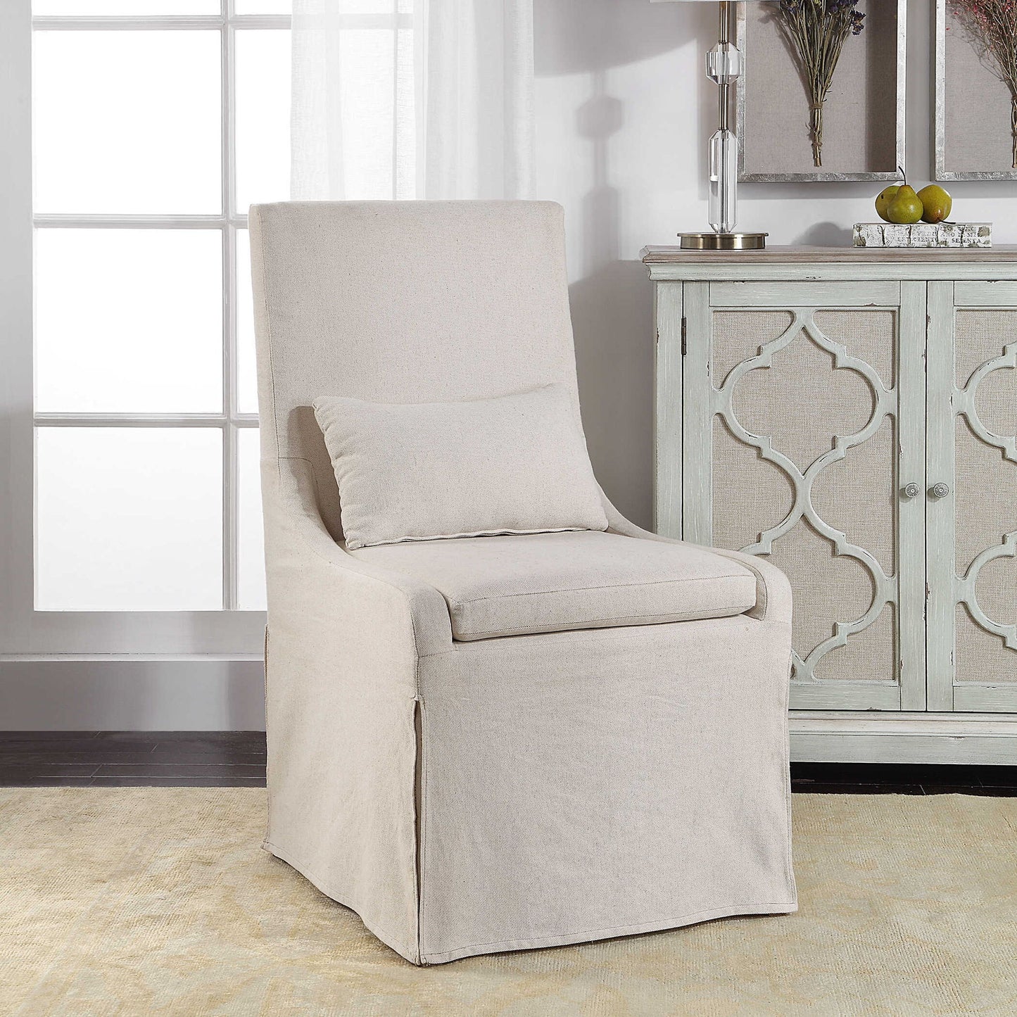 Coley - Linen Armless Chair - White